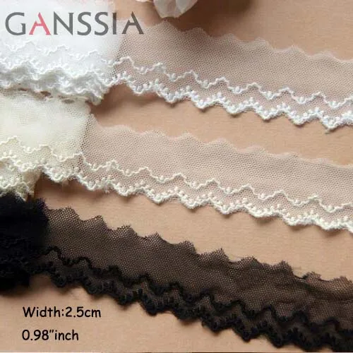 

1yard/lot Width 2.5cm Double Wavy Design Lace Embroidery Laces for DIY Accessories for Handmade Cothing (ss-807)