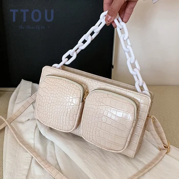

Crocodile Pattern Mini Portable Women Chain Crossbody Bags Design Pu Leather Ladies Shoulder Female Travel Totes Handbags