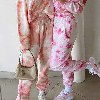 

Streetwear Pocket Tie Dye Joggers Women's Sweatpants Loose Elastic High Waist Harem Pants Hip Hop Trousers Ladies Sweat Pants
