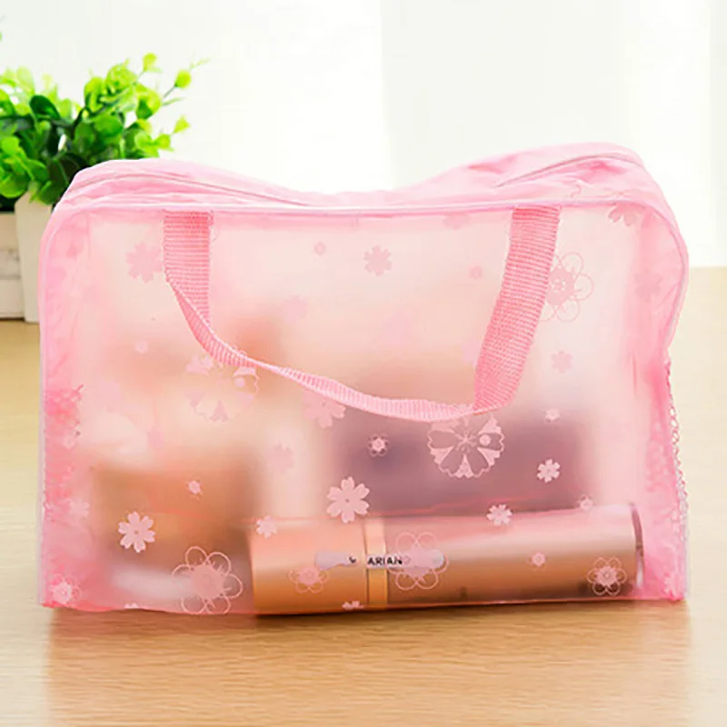 

Organizer Make Up Bag Toiletry Bathing Storage Bag women waterproof Transparent Floral PVC Travel cosmetic bag