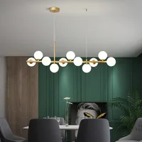 LED Pendant Light Gold Light Glass Ball 11 Heads Hanging Lamp for Kitchen Living Dining Room Suspension Luminaire Design 2