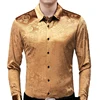 Mens Green Velvet Floral Dress Shirts 2022 Brand New Slim Fit Long Sleeve Velour Shirt Men Casual Button Down Shirt Male Camisas ► Photo 3/6