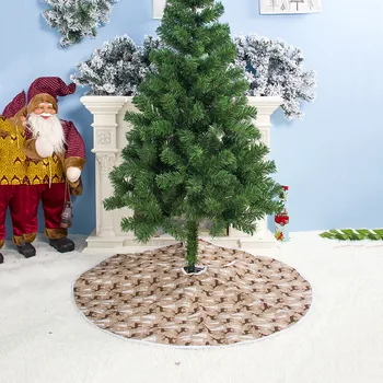 

2019 Christmas Ornaments Cloth Elk Print Tree Skirt Christmas Tree Bottom Decorative Tree Skirt 100cm/80cm/60cm