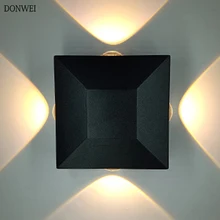 Открытый водонепроницаемый Светодиодный светильник для крыльца алюминиевый четырехсторонний светильник ed коридор спальня настенный светильник 4* 3W балкон крыльцо Светильник ing AC85-265V