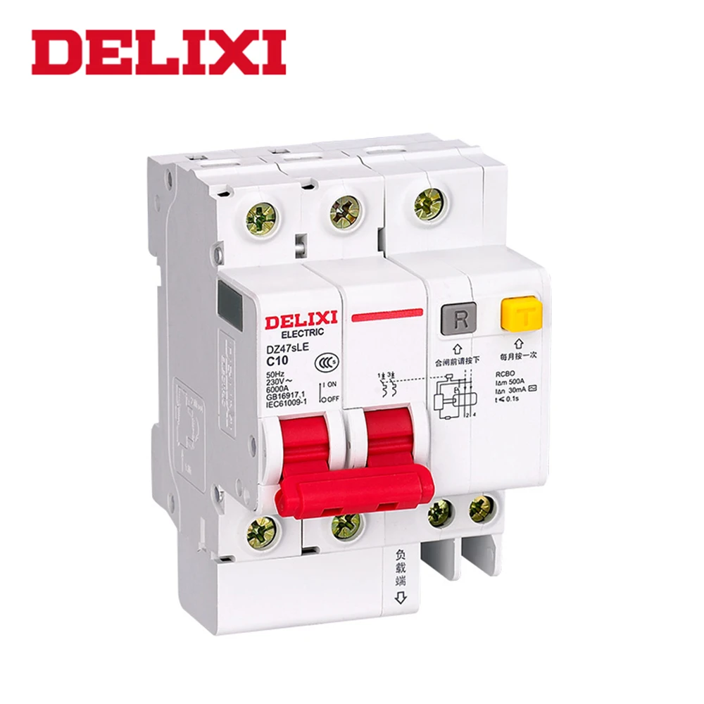 

DELIXI RCBO DZ47sLE 2P 10A 16A 20A 25A 32A 63A Residual current Circuit breaker C type RCBO