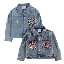 Manteau à manches longues pour bébé fille, veste en Jean à paillettes en forme de cœur, vêtements d'automne et d'extérieur pour enfants de 1 à 5 ans