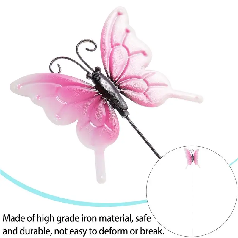 1pc Pretty Garden Plug-In Decor Butterflies Receptacle Stylish Metal Ornament Garden Yard Decor