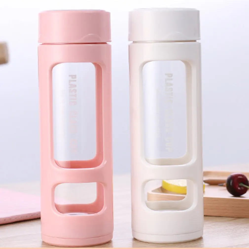 Стеклянная бутылка для воды с пластиковым рукавом герметичная чашка BPA-Free для путешествий дома многоразовые Экологически чистые безопасные ежедневное потребление