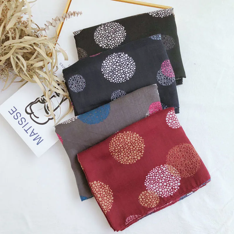 Mixed colors Зимняя Роковая женщина sjaal головной шарф для волос накидка bufanda, foulard femme musulman, длинный большой хлопковый шарф в горошек для дам - Цвет: Mixed colors