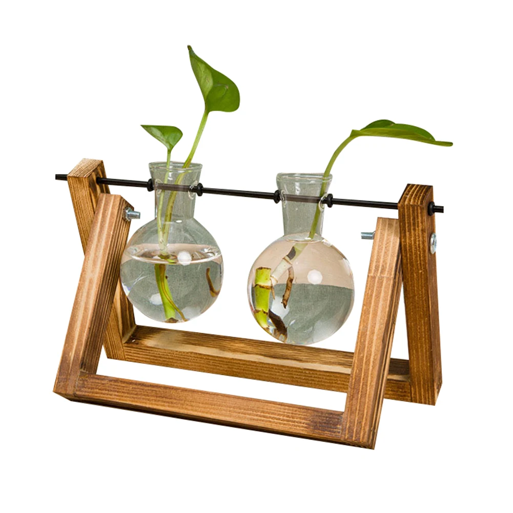 Retro color 2 Vase Стеклянная ваза настольная Гидропоника завод деревянный стеллаж Винтажный стиль для дома сад TB - Цвет: Retro color 2 Vase