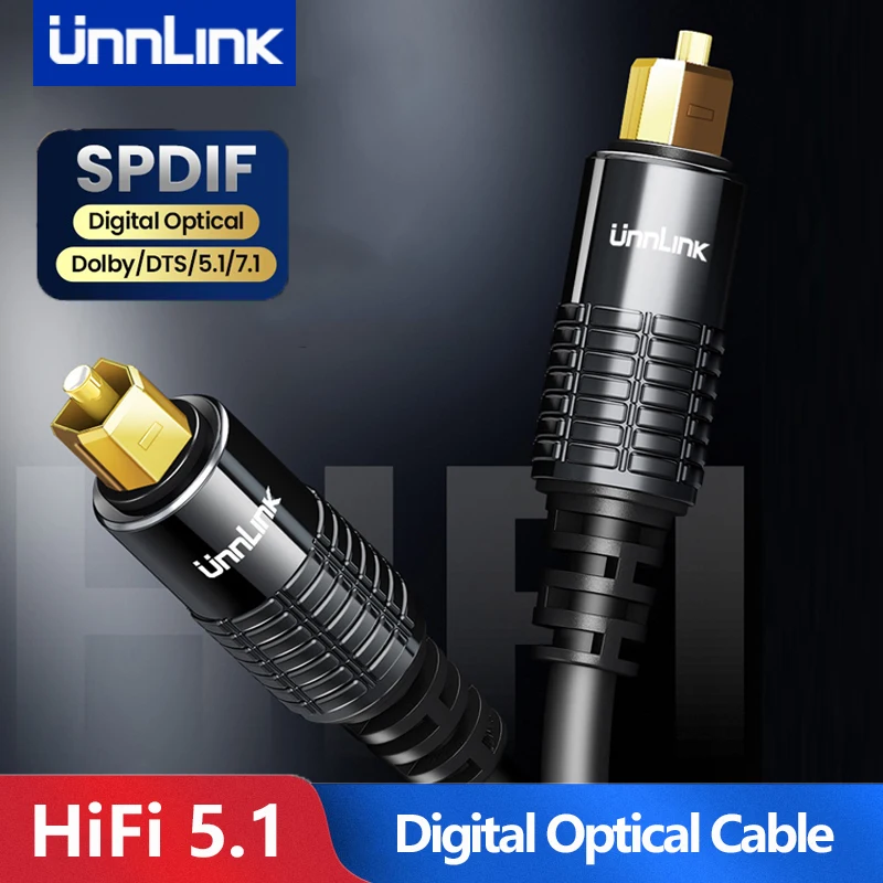 Unnlink Cable de Audio óptico Digital HiFi, Cable Coaxial SPDIF de 1m y