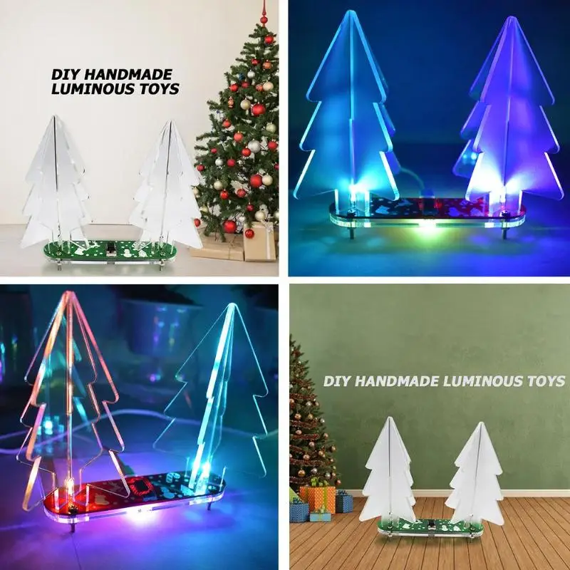 1 Set 3D Christmas Tree Superior Quality Delicate Design Decoration Skillful Manufacture Light Electronic Learning Assembly Kit