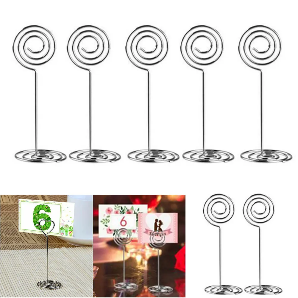10 Pcs Note Wedding Birthday Desktop Home Table Card Holder Stand Memos Party Decor Sign Stainless Steel Spring Clips Office