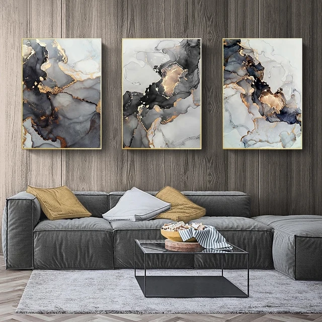 Abstract Wall Art Painting Gold Black Marble Canvas Poster Modern Nordic Posters and Prints Living Room Decoration Wall Pictures 4