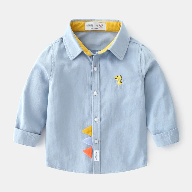 Baby Boys Shirts Long Sleeve Cartoon School Blouse Kids White Shirt For Toddler Boys Blouse Children Tops Autumn