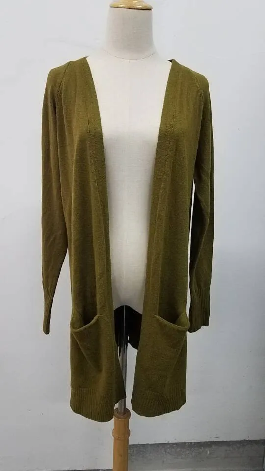 Women's sweater long solid color large pocket knit cardigan sweater