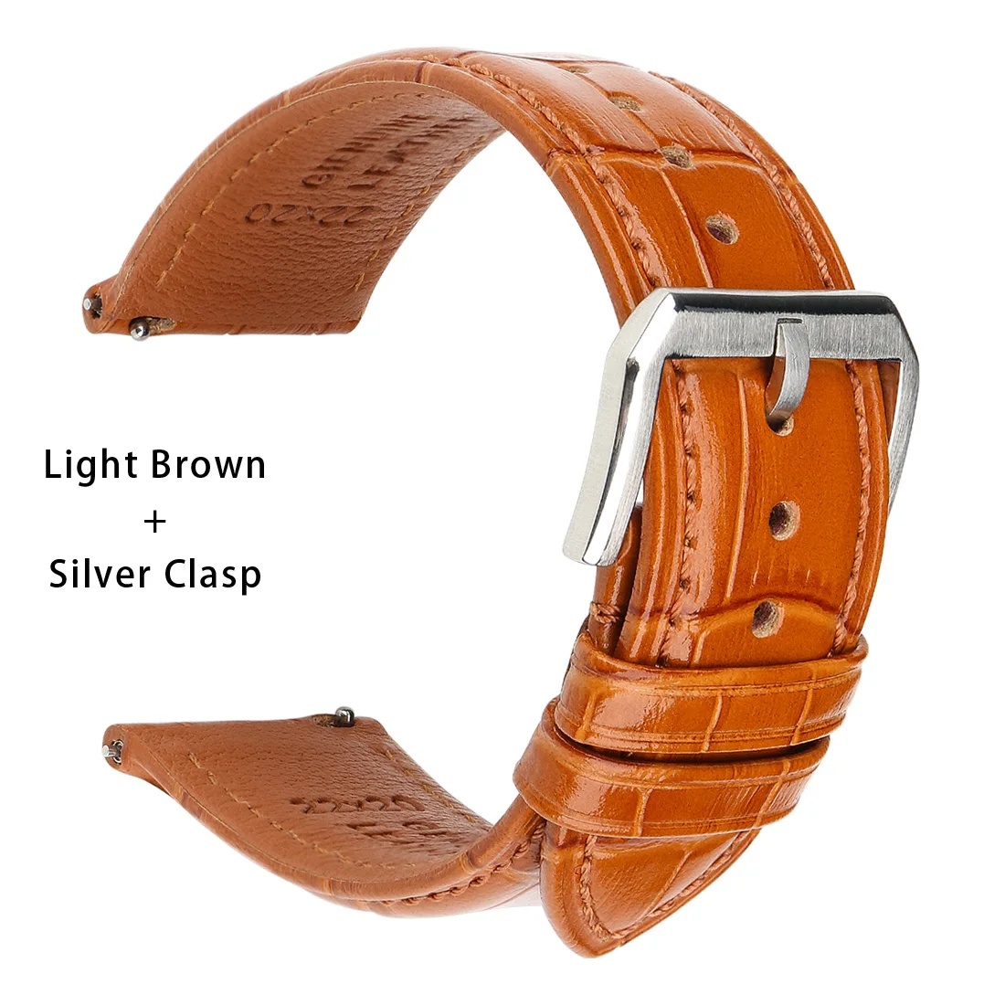 Elegant Two-Tone Leather Watch Strap with Butterfly Buckle