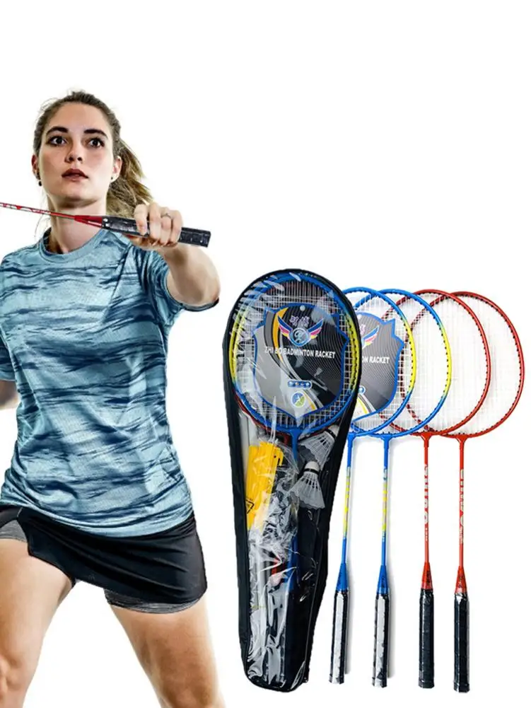 19pcs/set Professional Badminton Rackets Set Family Double Badminton Racquet Titanium Alloy Lightest Playing