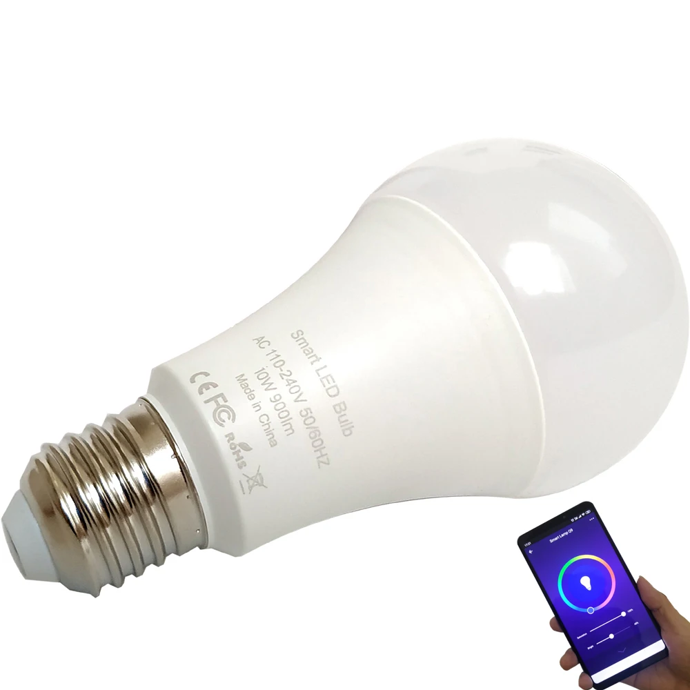 Умная лампа с Wi Fi 10 Вт RGB RGBW E27 управление через приложение работает Alexa Google Home