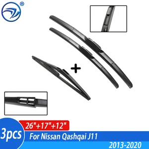 Image 1 - Wiper Front & Rear Windscreen Wiper Blades Set For Nissan Qashqai J11 2013 2014 2015 2016 2017 2018 2019 2020 26"17"12"