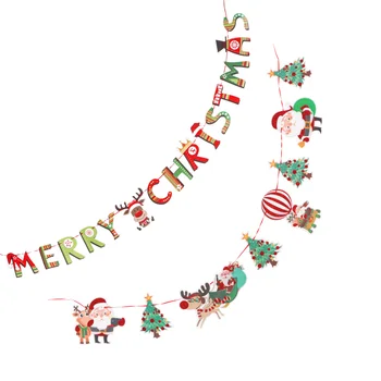 

2Pcs Banners Lightweight Cardboard Paper Portable Creative Christmas Banner Haning Garland Party Bunting for Home