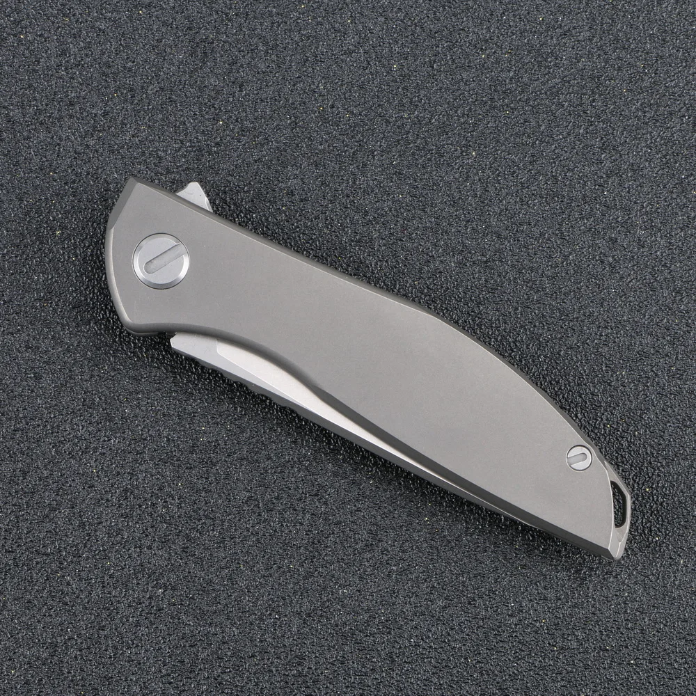 Kanedeiia custom neon zero flipper folding knife titanium alloy handle D2 blade trekking camping hunting fruit knives EDC tools