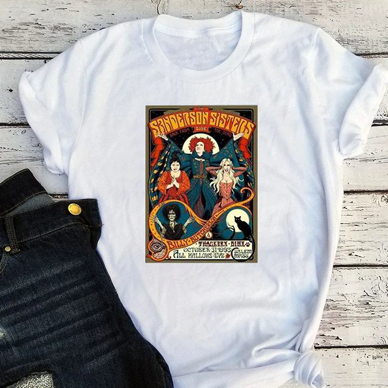 

hocus pocus tshirt horror movie halloween shirt womens tee casual graphic tees vintage girl holiday print top 2019