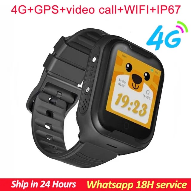 4G Wifi gps Детские умные часы трекер детские gps часы телефон цифровой SOS Будильник камера телефон часы для детей PK Q90 - Color: Black