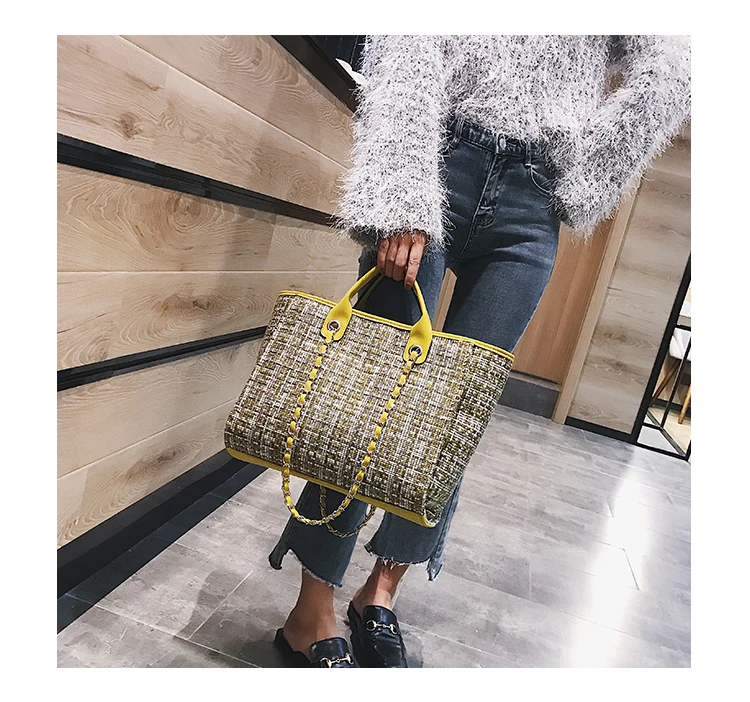 Fashion Women's Casual Hand Tote Bag Large Size Shopping Bag Wool Leisure Shoulder Bag Big Trendy Travel Bag Handbags Women