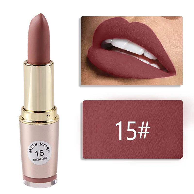 

MISS ROSE Lipstick Matte Waterproof Velvet Lip Stick 6 Colors Sexy Red Brown Pigments Makeup Matte Lipsticks Beauty Lips TSLM2