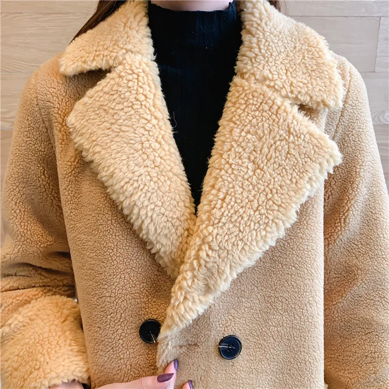Свитер Кардиган Женская Толстая теплая одежда пальто Длинная парка зимняя куртка стрижка мех уличный сверхразмерный верхняя одежда