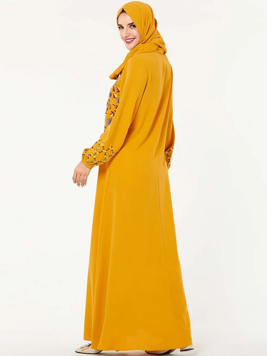 Abaya Indian Long Skirt Front Zipper Islamic Clothing Embroidered Casual Abaya Dubai Muslim Large Size Dress abaya dubai