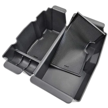 

Black Center Console Organizer Tray for Jeep Wrangler JL and 2020 Jeep Gladiator JT Accessories, Armrest Storage Box with Rubber