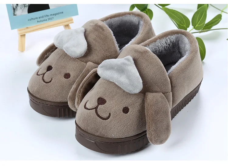Новые тапочки для маленьких детей Домашняя обувь хлопковые нескользящие теплые тапочки с рисунком собаки из мультфильма для мальчиков и девочек