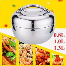 1 adet yemek kabı çift katmanlı paslanmaz çelik yuvarlak Bento termos gıda saklama kabı öğle yemeği 2 kat Metal yemek kabı stok(China)
