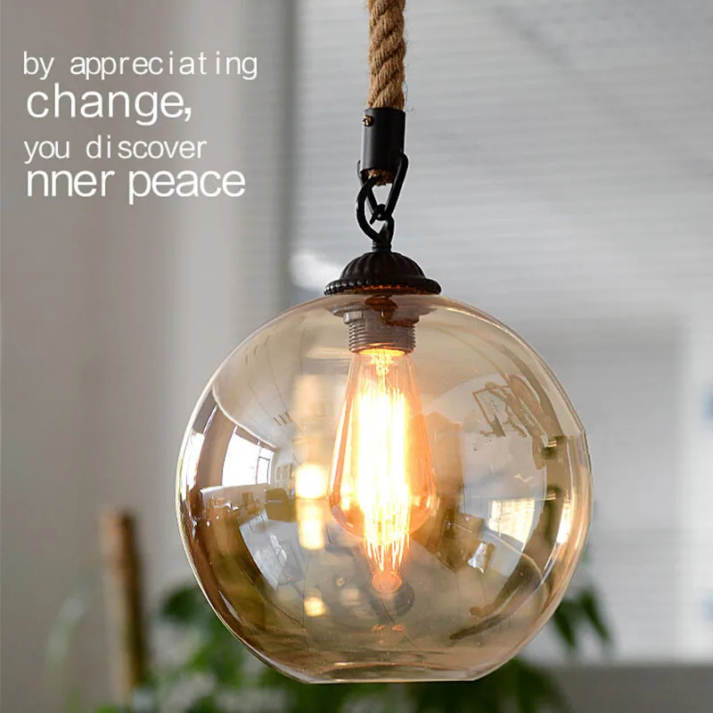 Homhi American Art Decoration Amber Glass Pendant Lamp Hanging Living Room Industrial Loft HPD KC| | - AliExpress