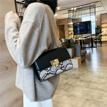 

Fashion Women's Handbags Snake pattern Shoulder Bags For Women 2020 Luxury Chains Messenger Bag Ladies Crossbody Design