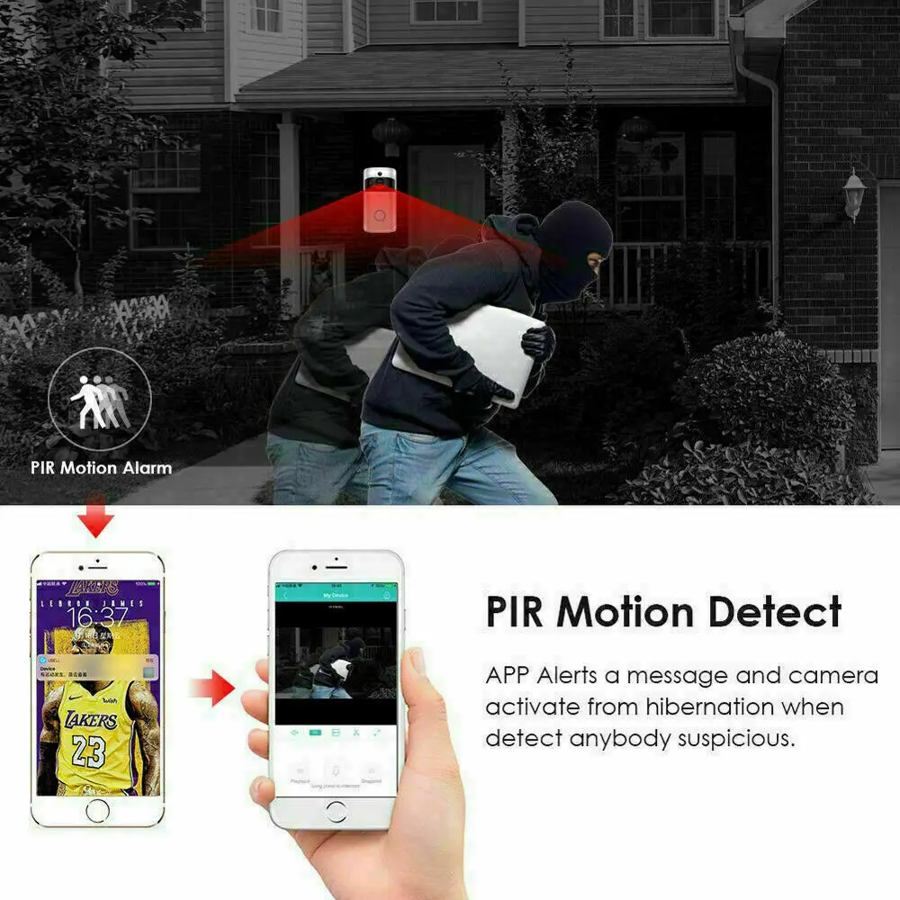 Дверной звонок V5 умная беспроводная камера с Wi Fi видеоглаз для квартир телефона