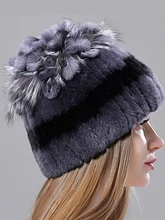 Russian Winter Real Fur Hat Hot Sale Natural Rex Rabbit Fur Warm Cap Ladies Knitted 100% Geunine Fur Hats 