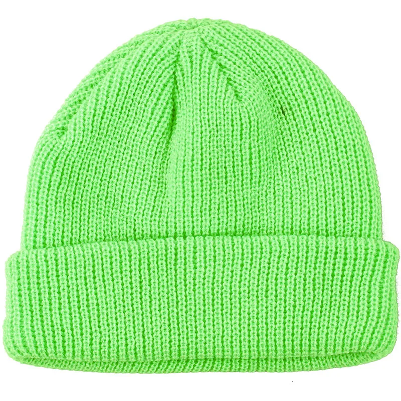 green Вязаные женские шапки Benies, Повседневная Мягкая шапка с черепом, одноцветная эластичная теплая шапка Skullies, осенне-зимняя плотная шапка для женщин - Цвет: green