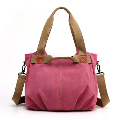 Pink Женские холщовые сумки, женская сумка, Повседневная сумка, женская сумка на плечо, сумки с пельменями, Большая вместительная сумка, посылка, сумки - Цвет: Pink