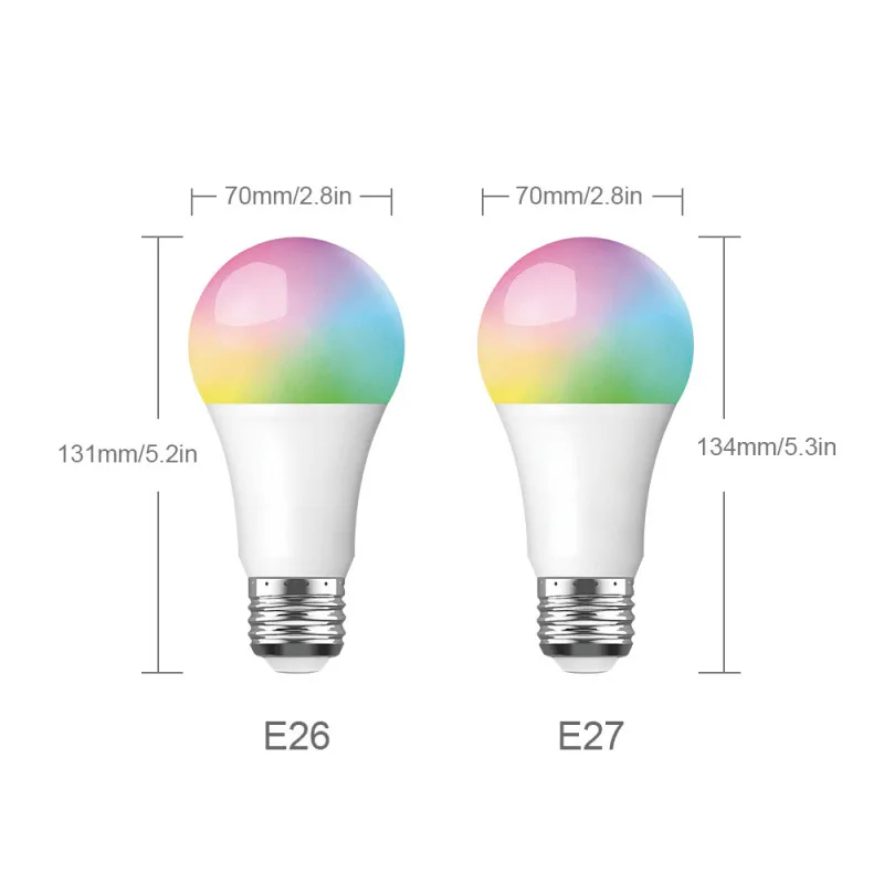 Wifi-патрон, умный свет лампы E26/E27 светодиодный светильник RGB цвета мягкое затемняемое освещение беспроводное приложение дистанционное управление Голосовое управление Умный дом