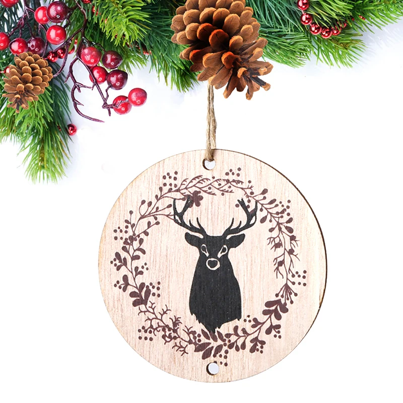 

1PC Christmas Elk Pendant Festive Party Supplies Xmas Party Kids Gift Christmas Tree Decorations Wooden Ornaments