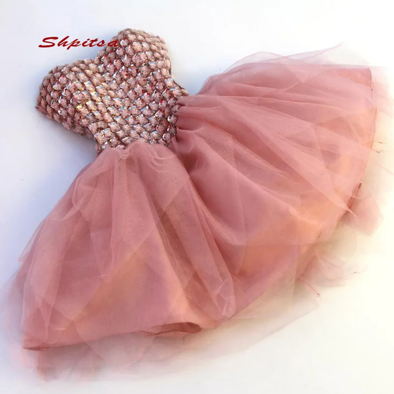 Sexy Luxury Short Cocktail Dresses Party Crystals Homecoming Graduation Women Prom Plus Size Coctail Mini Semi Formal Dresses - Цвет: Picture Color