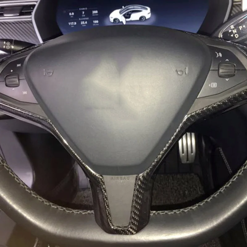 Автомобильная глянцевая накладка на руль из углеродного волокна, декоративная наклейка для Tesla, модель S X