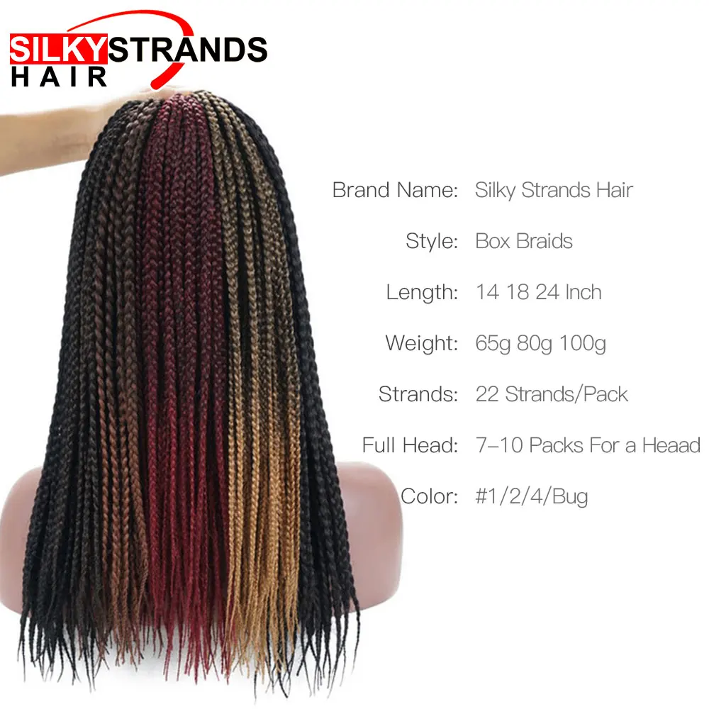 14 18 24 Inch Micro Crochet Box Braids Synthetic Braiding Hair Pre Stretched High Temperature Fiber Hair Extensions For Women