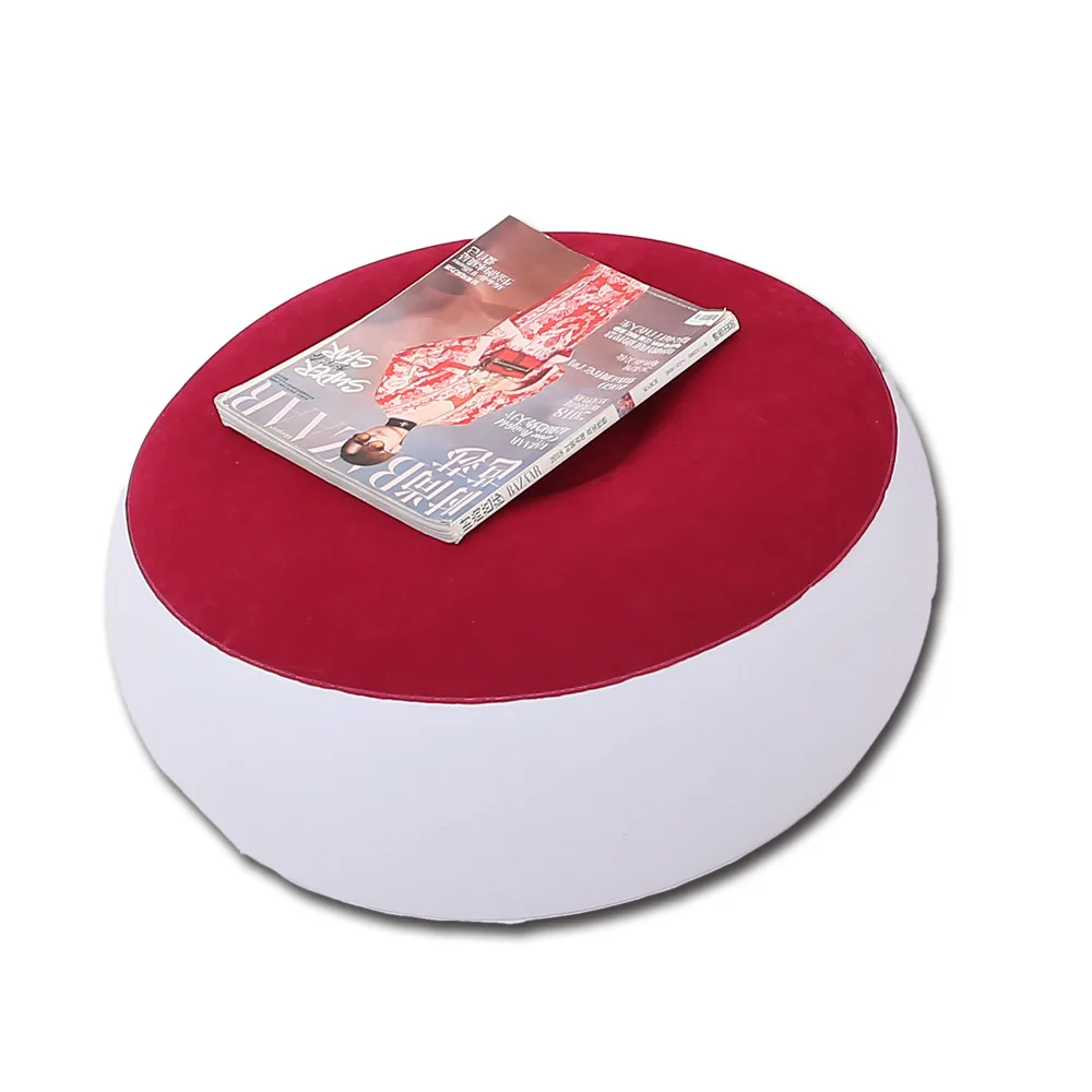 red Round stool Кресло-мешок ленивый диван надувной раскладной открытый диван-кровать с педалью удобный стекающийся одиночный диван кресло ворсовое покрытие - Цвет: red Round stool