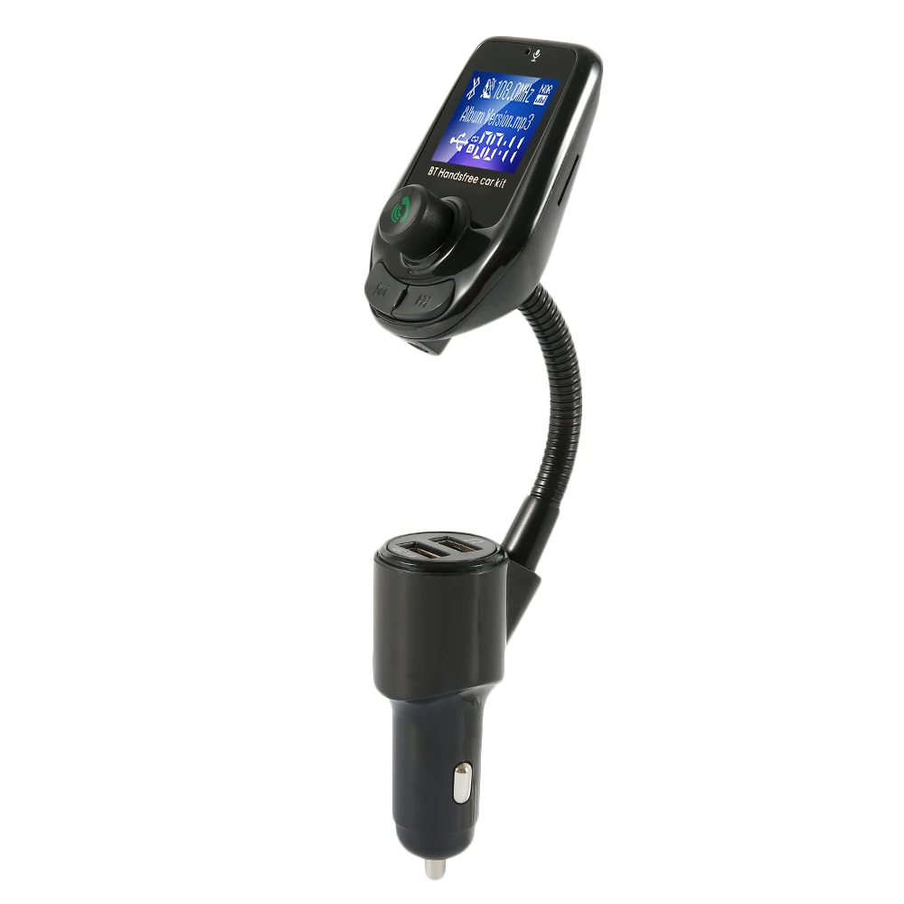 Черный Автомобильный Bluetooth fm-передатчик, двойной USB порт, автомобильное зарядное устройство для телефона, модулятор, автомобильный адаптер, AUX порт с 1,8 дюймовым цветным экраном - Название цвета: Черный