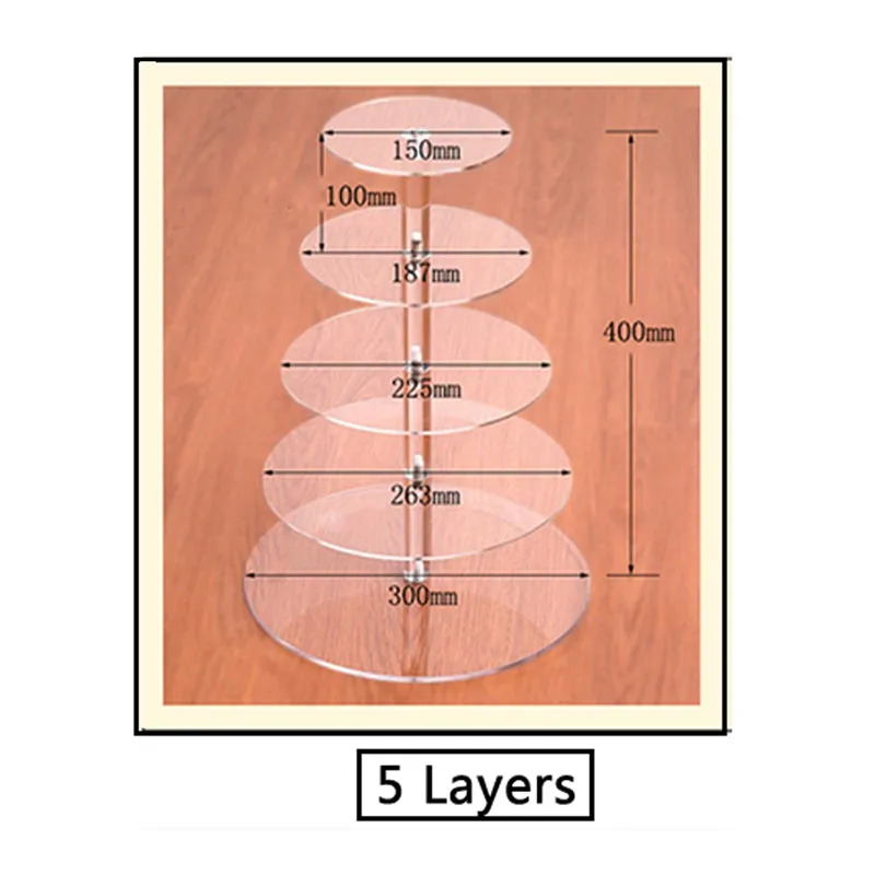 5 Layers Подставка для торта, круглая акриловая, 3/4 ярусов, подставка для кекса, для сборки и разборки, инструменты для дома, дня рождения, вечерние, украшения, подарок - Цвет: 5 Layers