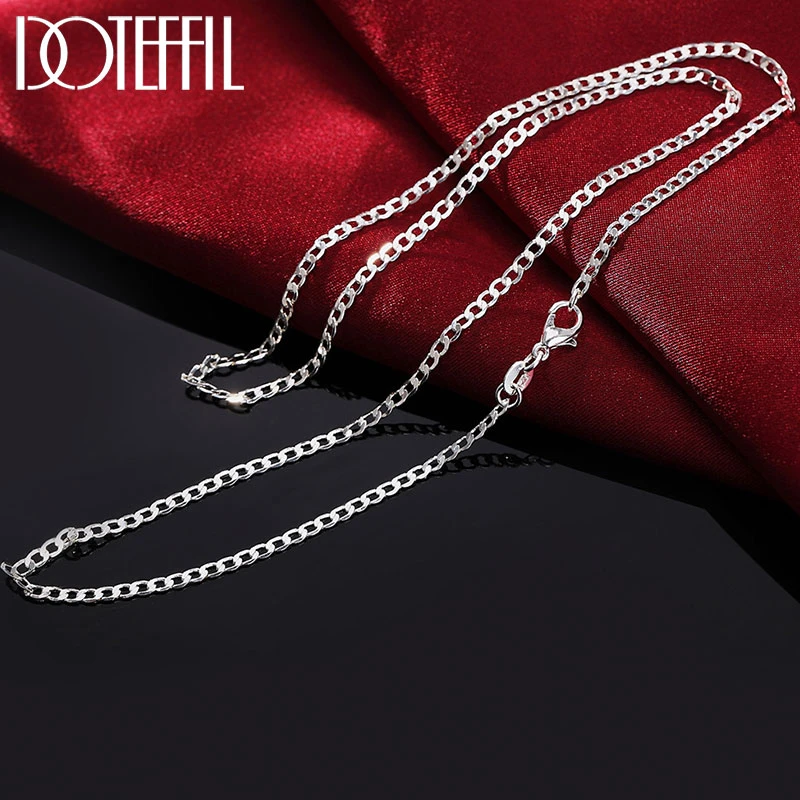 collar de plata de ley 925 para hombre mujer, cadena lateral de 2mm, 16/18/20/22/24/26/28/30 pulgadas, de boda|Collares de - AliExpress